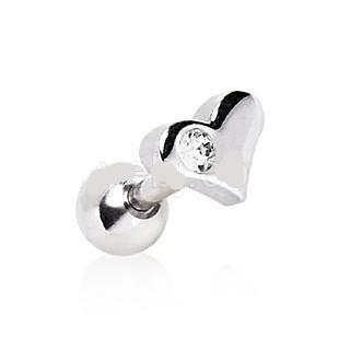 316L Surgical Steel Heart Cartilage Earring with Clear Gem-0