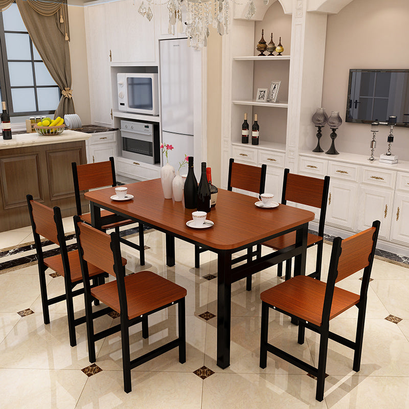 Wood & Steel Dining Set (Oak & Black)-3