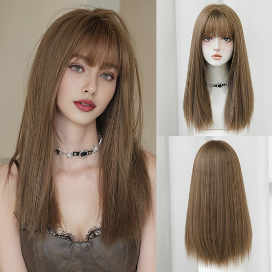 Chic Layered Wig with Bangs-0