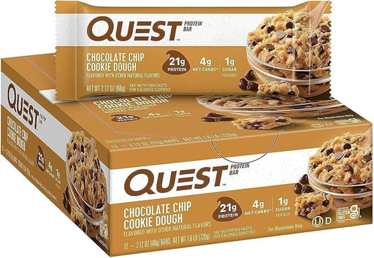 Chocolate Chip Cookie Dough Flavour Protein Bar - 12 x 21g - Quest Nutrition Canada-0