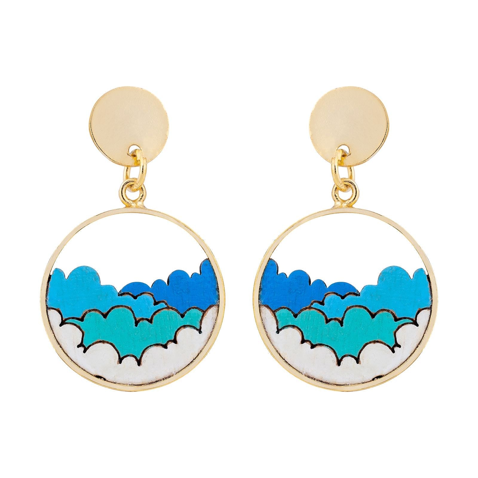Cloud Eco-friendly Recycled Wood Gold Earrings-0
