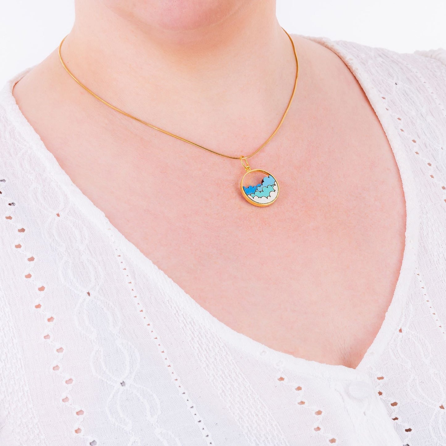Cloud Recycled Wood Gold Necklace-1
