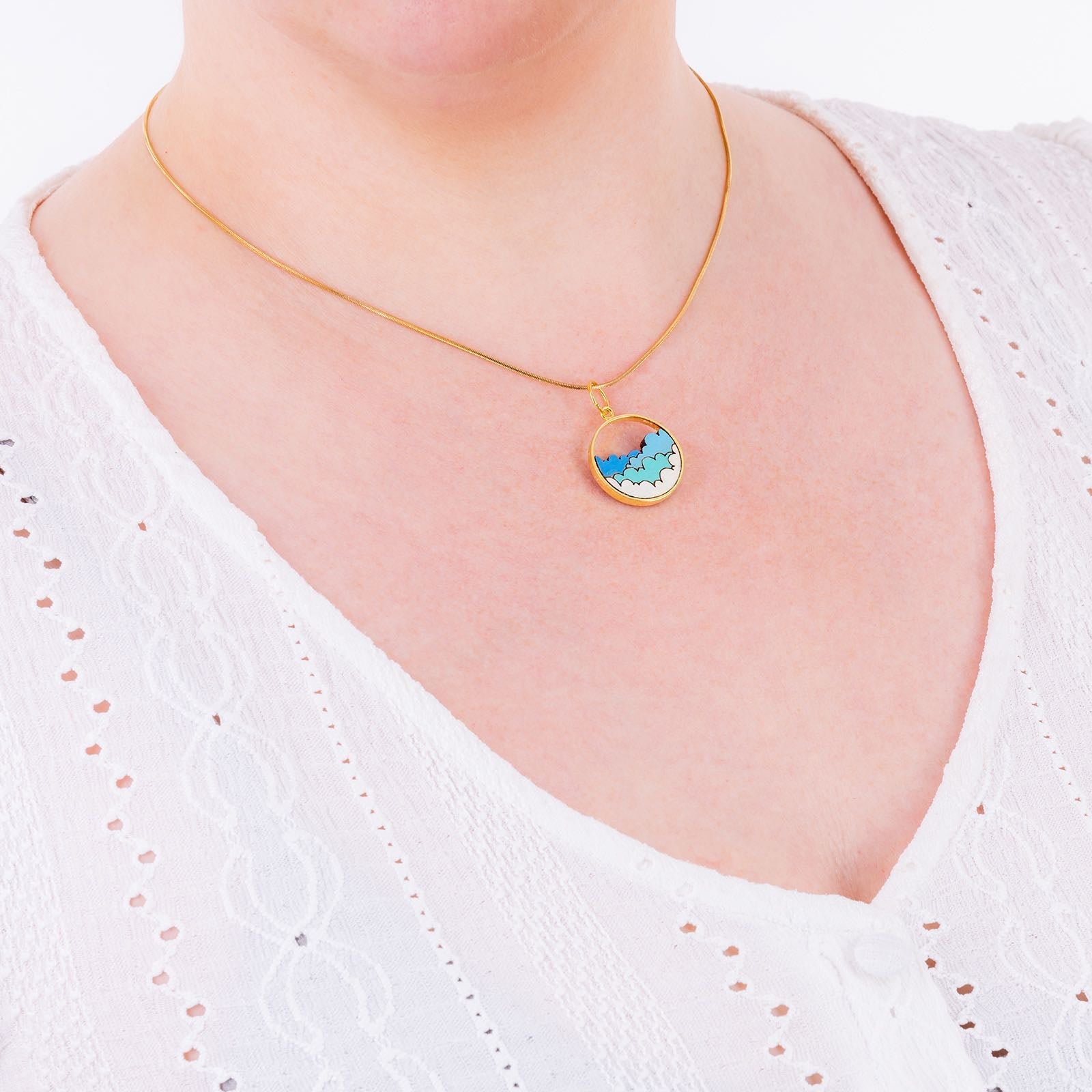 Cloud Recycled Wood Gold Necklace-1