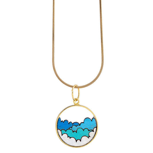 Cloud Recycled Wood Gold Necklace-0