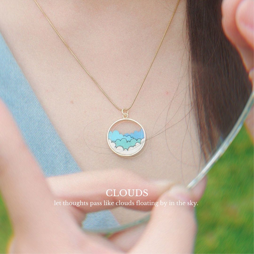 Cloud Recycled Wood Gold Necklace-2