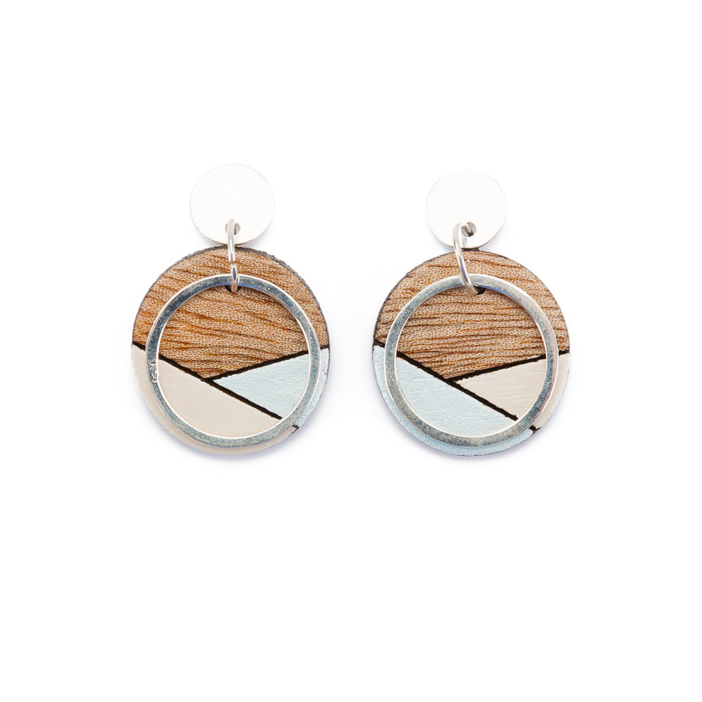 Conture Recycled Wood Silver Earrings (6 colours available)-0