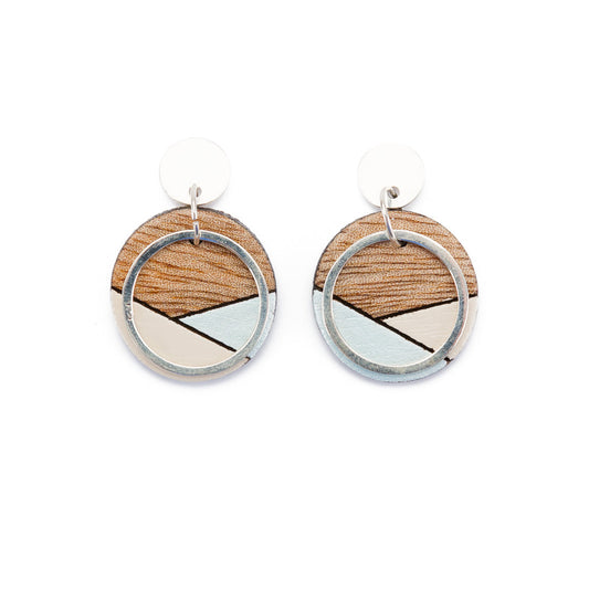 Conture Recycled Wood Silver Earrings (6 colours available)-0