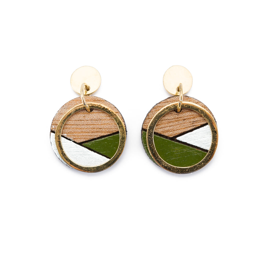Conture Recycled Wood Gold Plated Earrings (4 Colours Available)-0