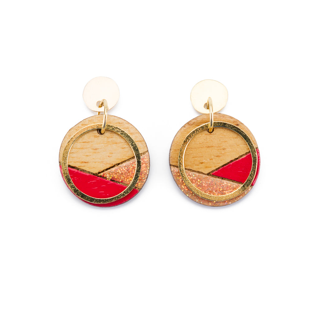 Conture Recycled Wood Gold Plated Earrings (4 Colours Available)-4