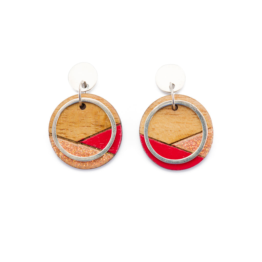 Conture Recycled Wood Silver Earrings (6 colours available)-4