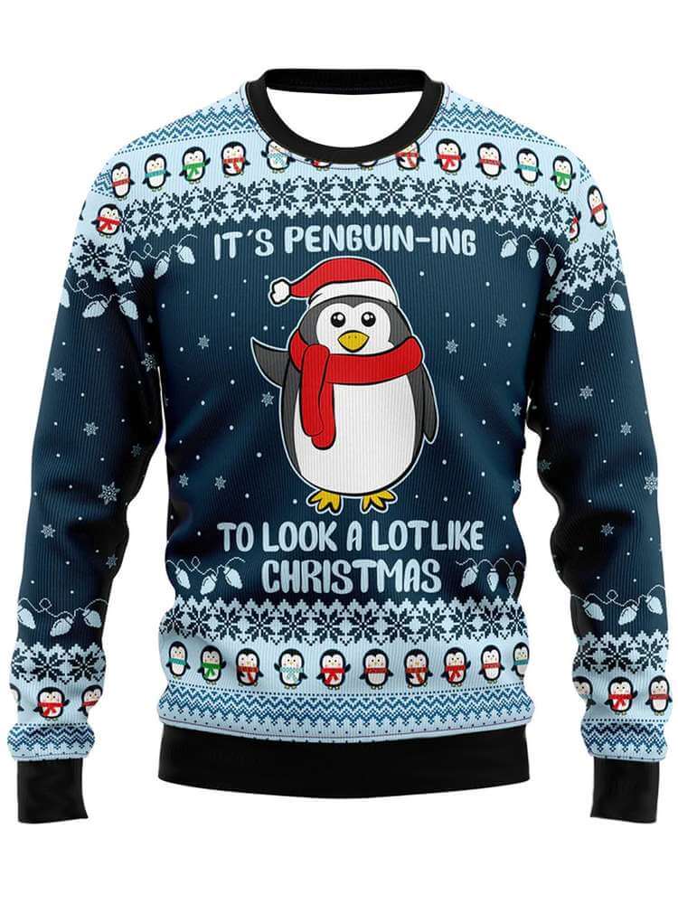 Girl Cute Penguin Sweater with Pom Pom