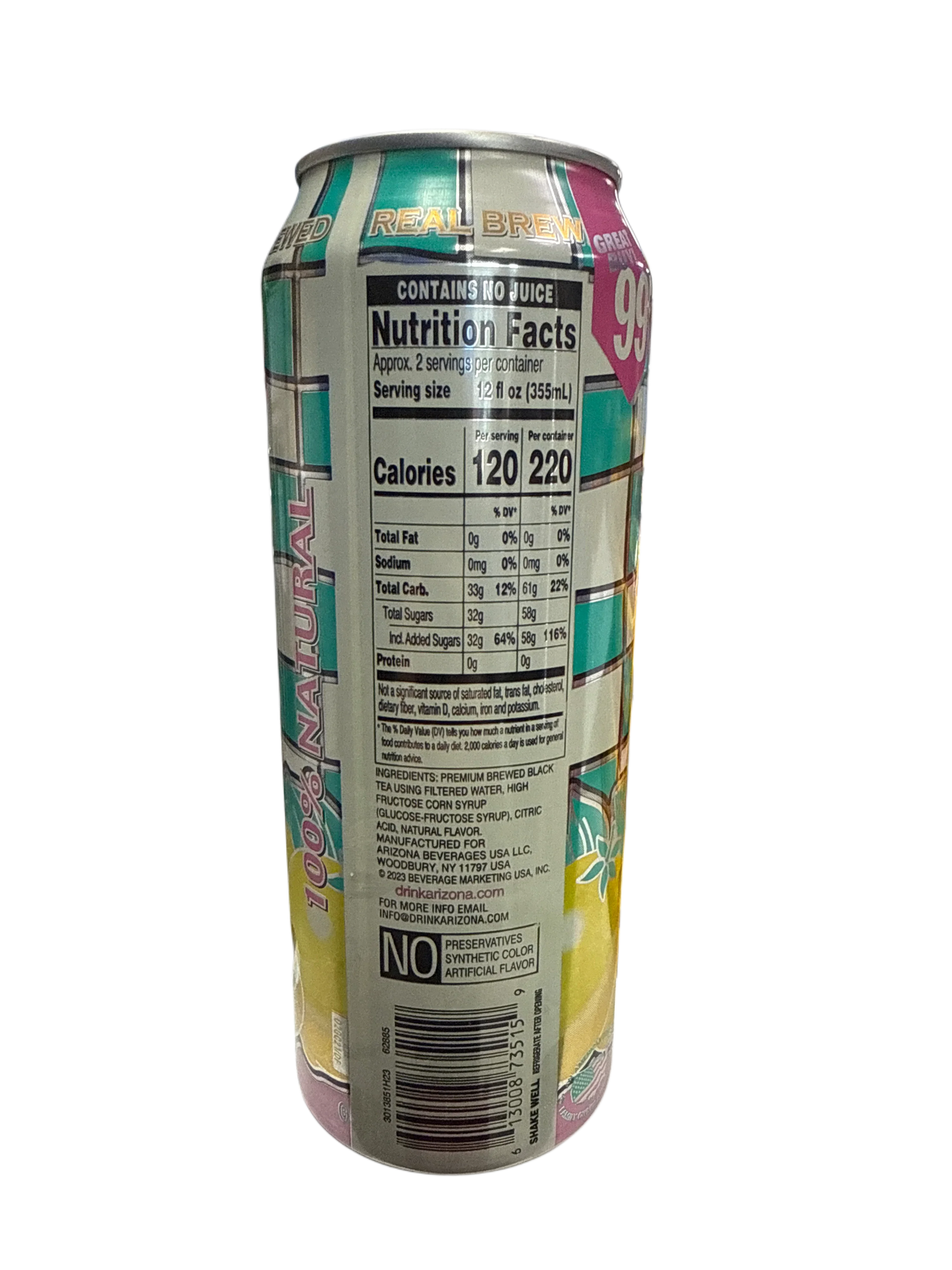 Arizona Iced Tea With Lemon Flavour 650ML - U.S Edition