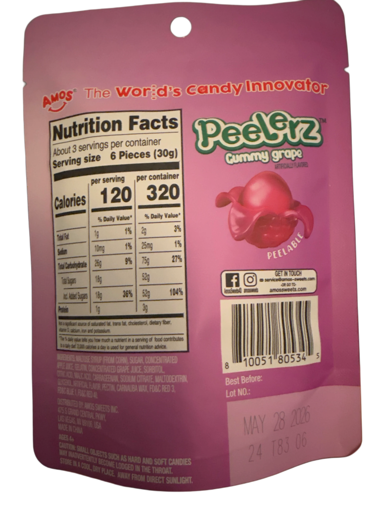 Amos Peelerz Gummy Grape 85G - U.S Edition