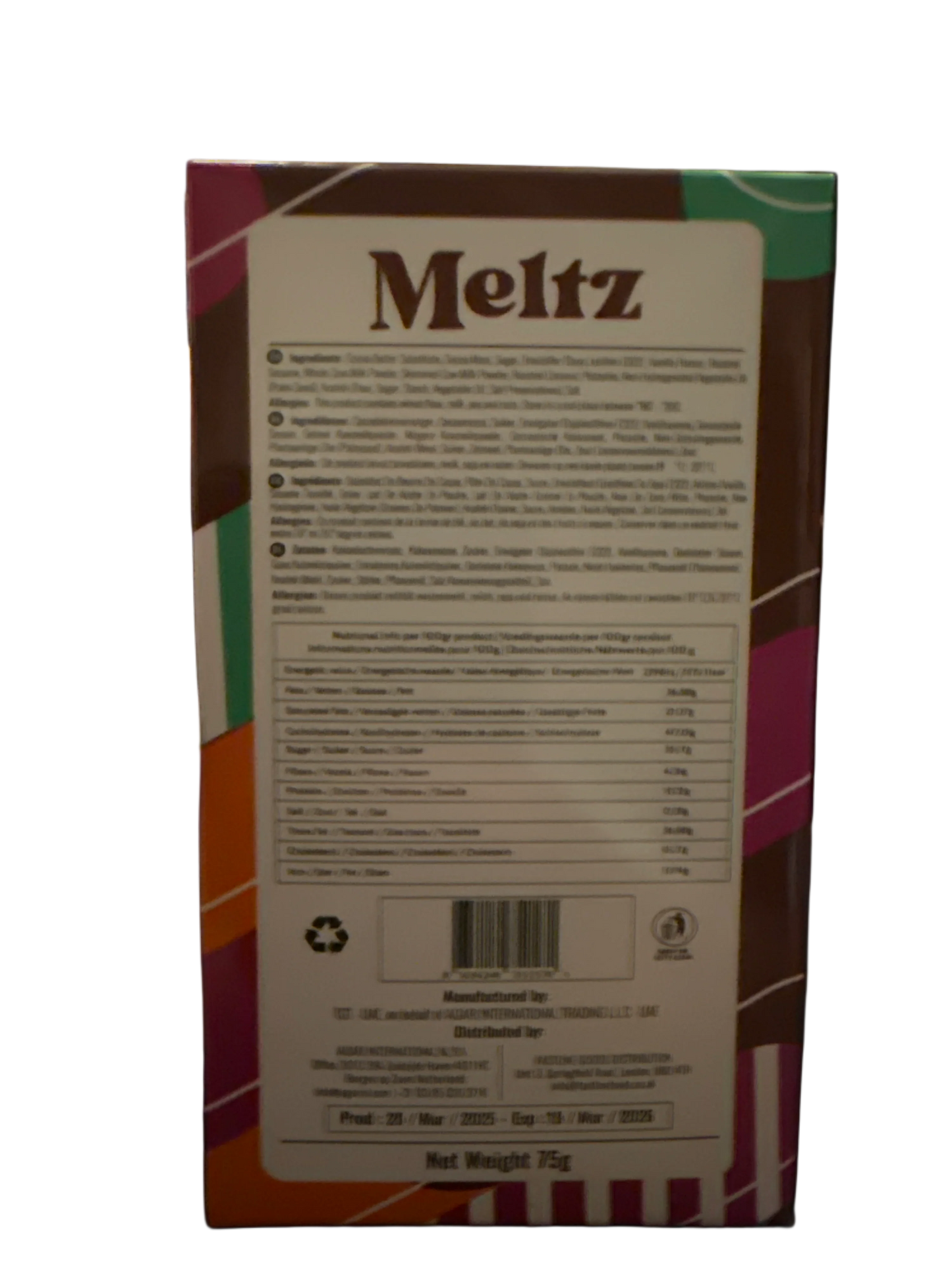 Meltz Dubai Chocolate Coconut Pistachio Knafeh Flavour 75G - Dubai Edition