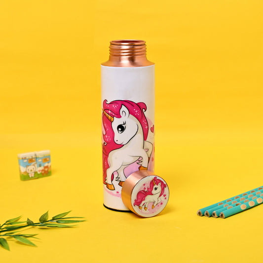 Sama Homes Copper Kids Unicorn Cartoon Water Bottle | 400 ml-0