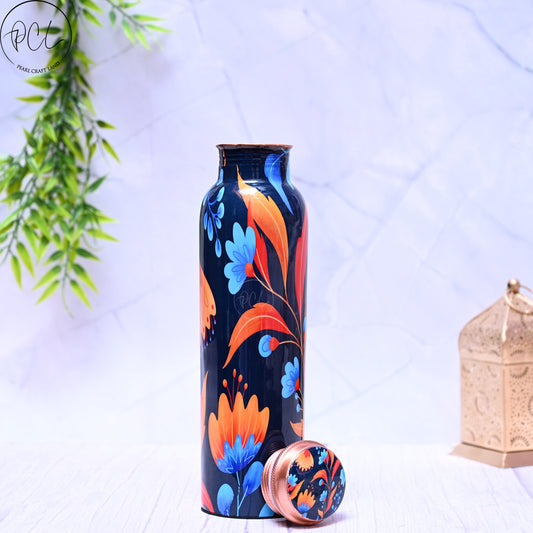 Pure Copper Colourful Art Water Bottle with Leak Proof Capacity 1000 ML.-0