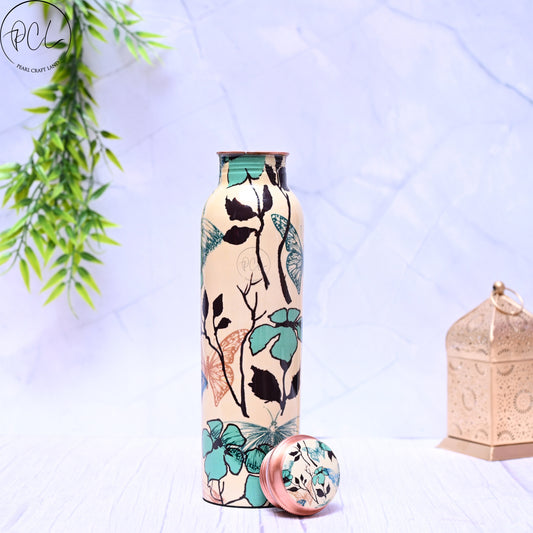 Pure Copper Nature  Printed Water Bottle with Leak Proof Capacity 1000 ML.-0