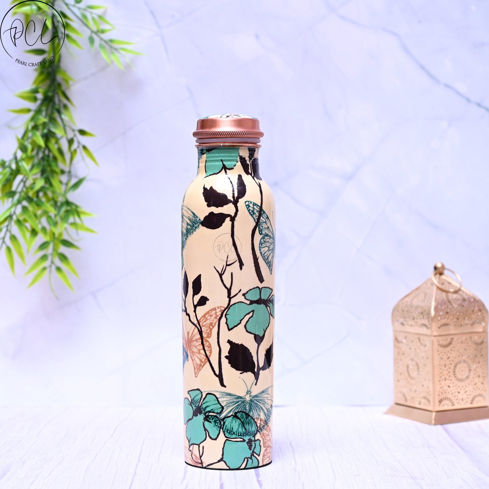 Pure Copper Nature  Printed Water Bottle with Leak Proof Capacity 1000 ML.-1