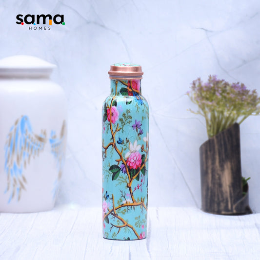Exclusive Pink Rose Designed Pure Copper Bottle Leak Proof Capacity 1000 ML-0