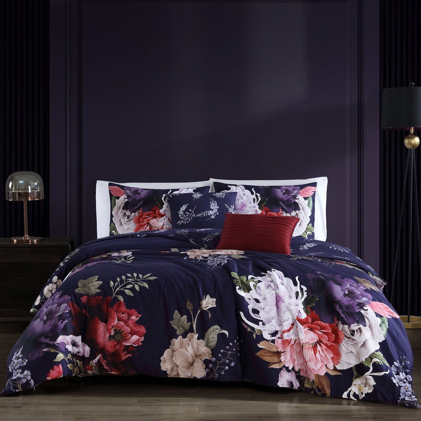 Bebejan Deep Purple Garden 5 Piece Reversible Comforter Set-0
