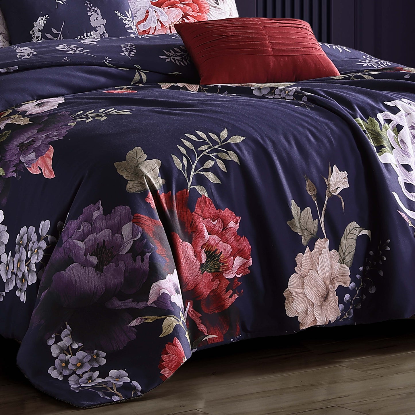Bebejan Deep Purple Garden 5 Piece Reversible Comforter Set-3
