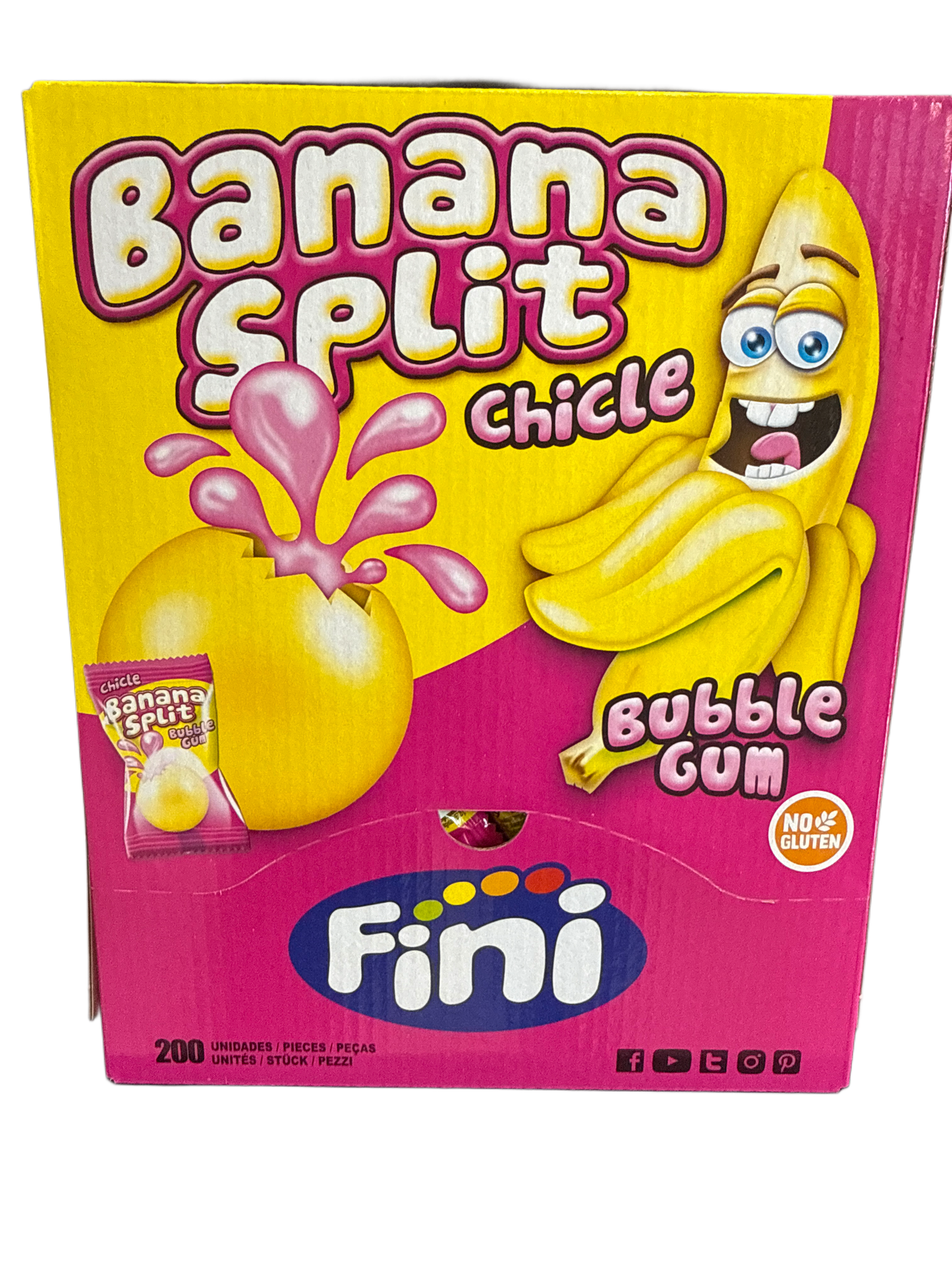 Fini Banana Split Bubble Gum 200 Individually Wrapped Pieces - U.K Edition