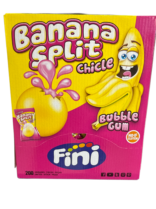 Fini Banana Split Bubble Gum 200 Individually Wrapped Pieces - U.K Edition