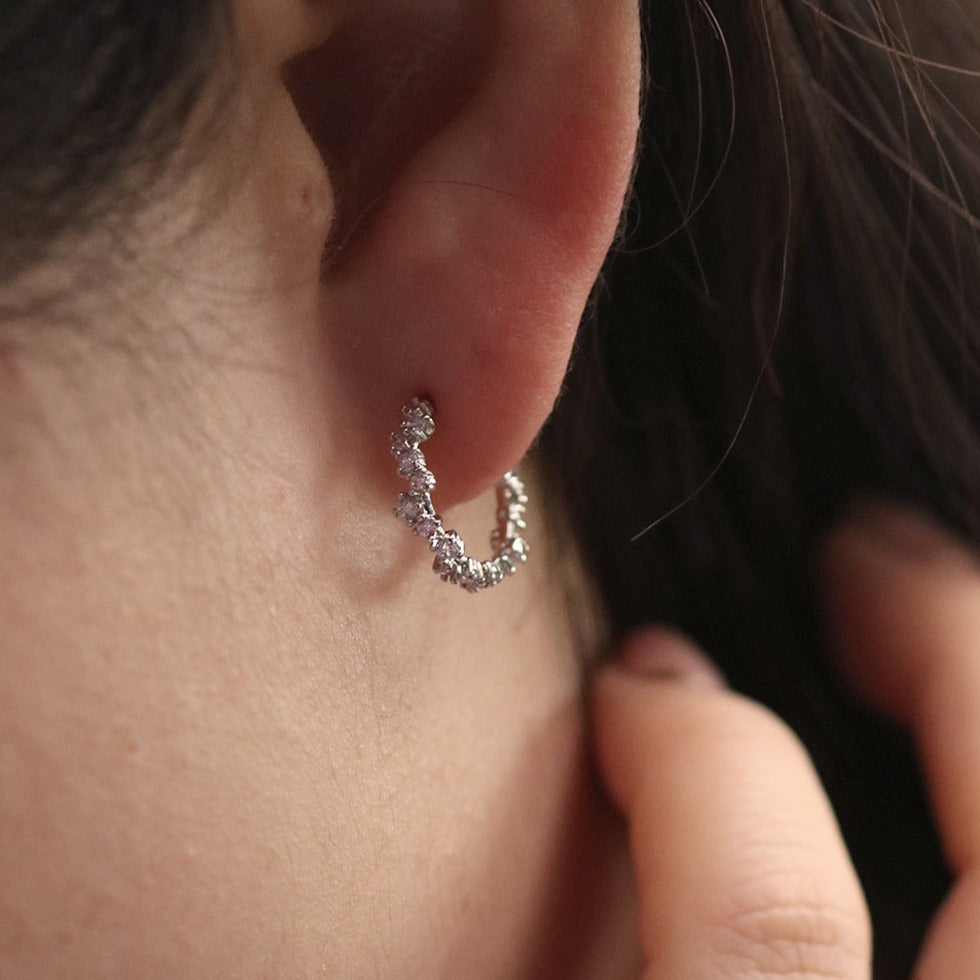 Pastel cubic semi-hoop earrings-3