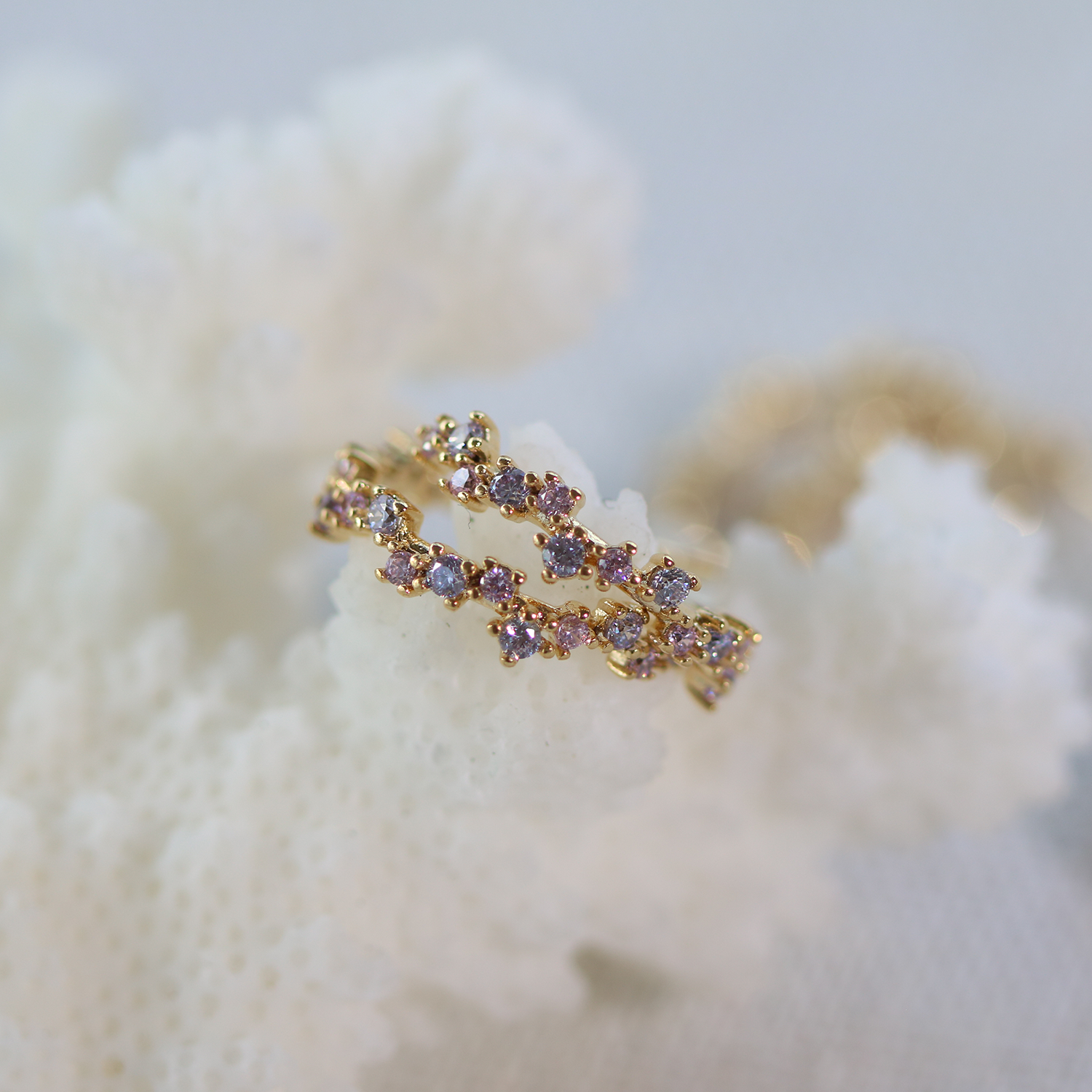 Pastel cubic semi-hoop earrings-4