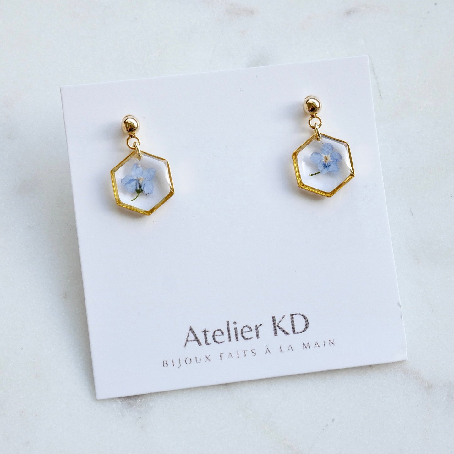 Boucles d’oreilles myosotis - hexa (mini 12mm)