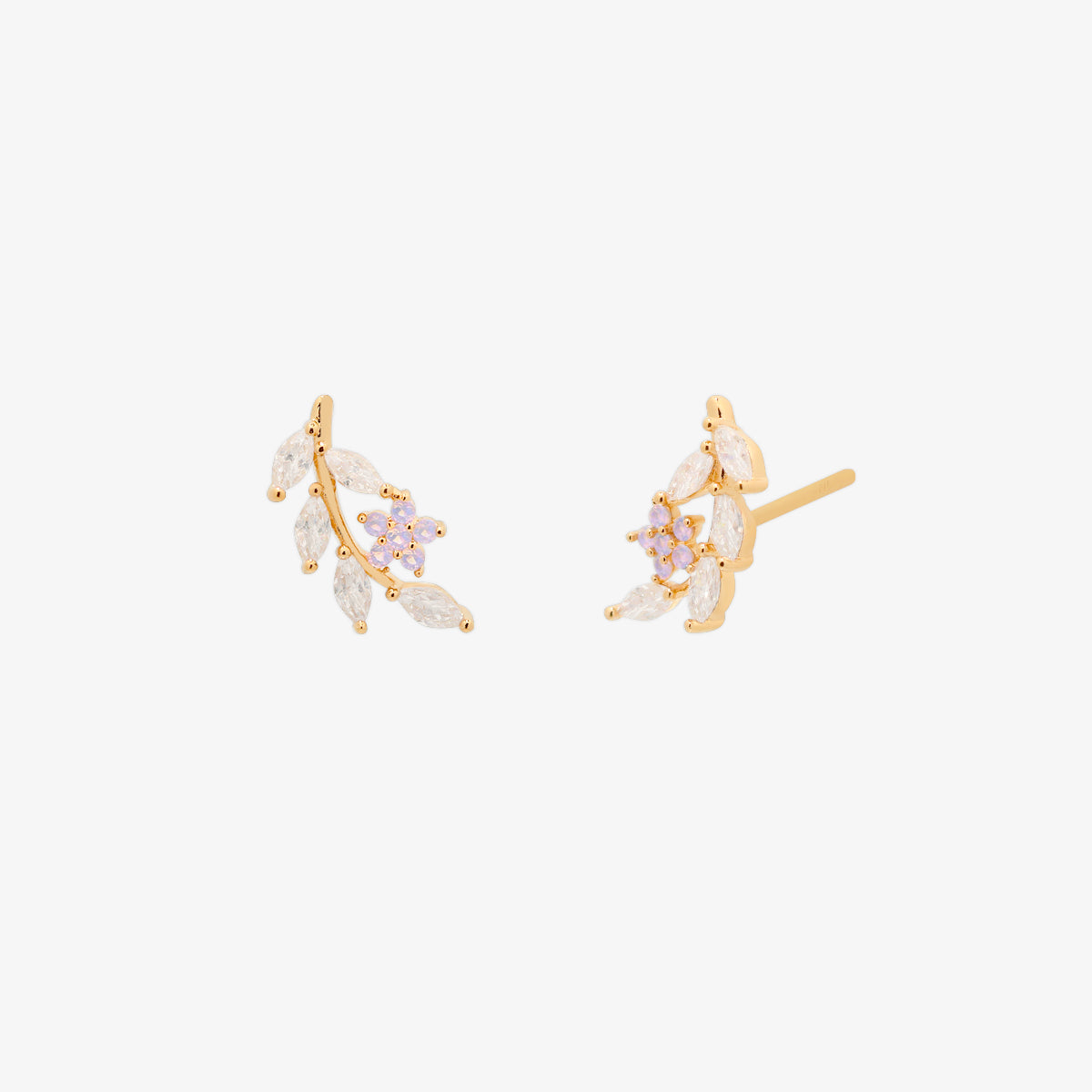 Moonstone flower branch earrings-0