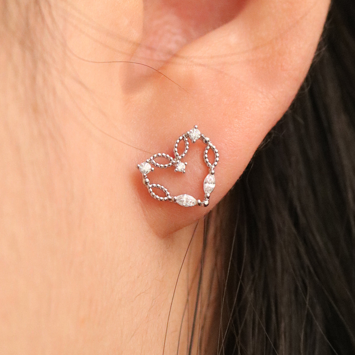 Cubic angled heart earrings-2