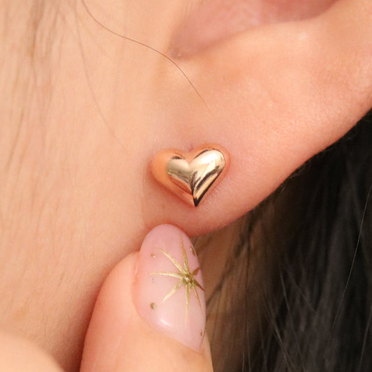 Chunky heart stud earrings-3