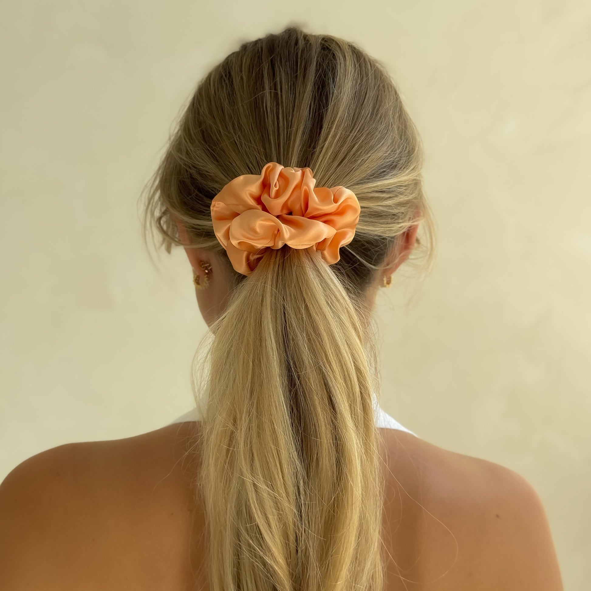 Organic Premium Silk Scrunchie - Peach-1