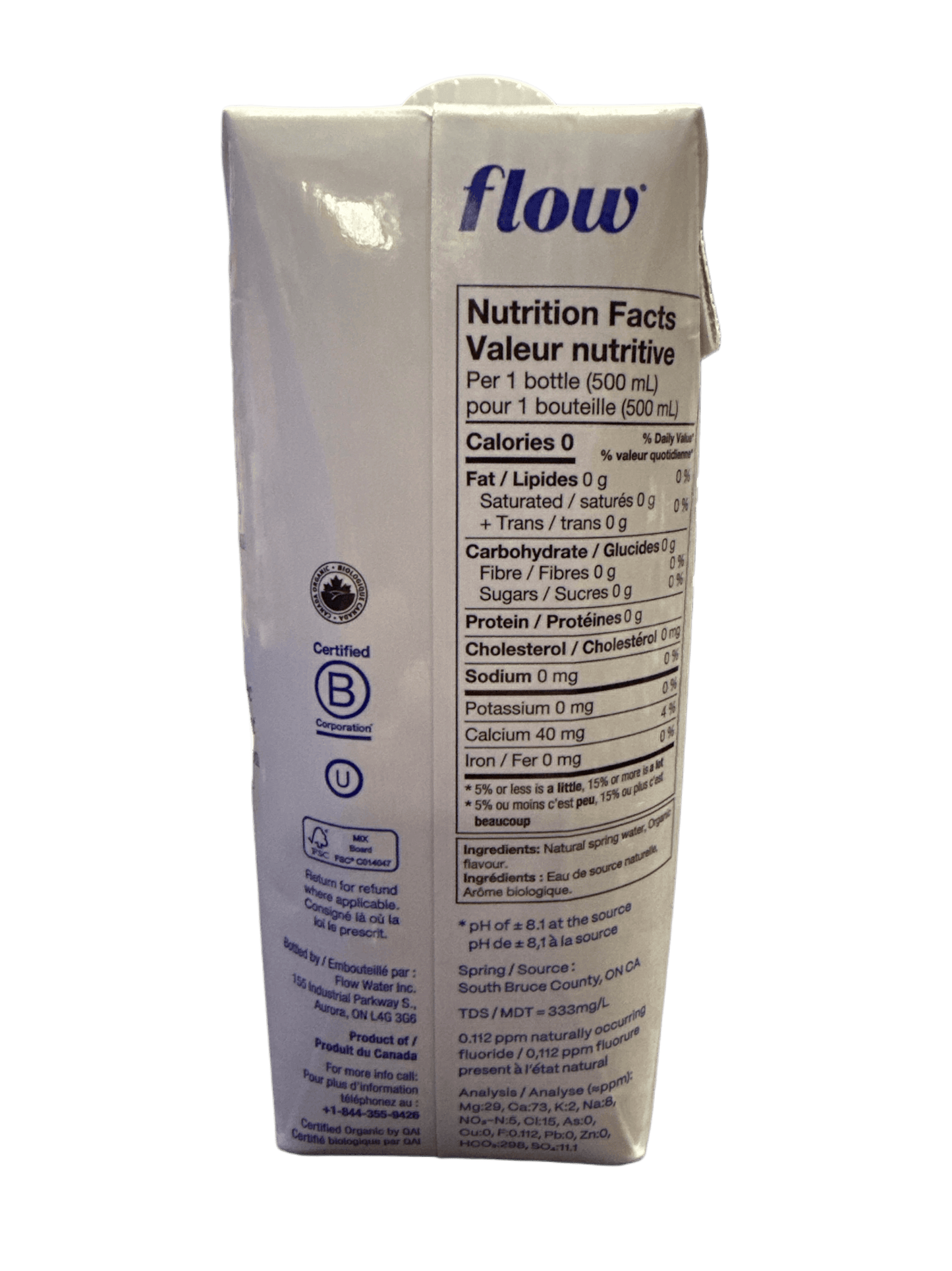 Flow Peach + Blueberry Mineral Spring Water 500ML - Canadian Edition