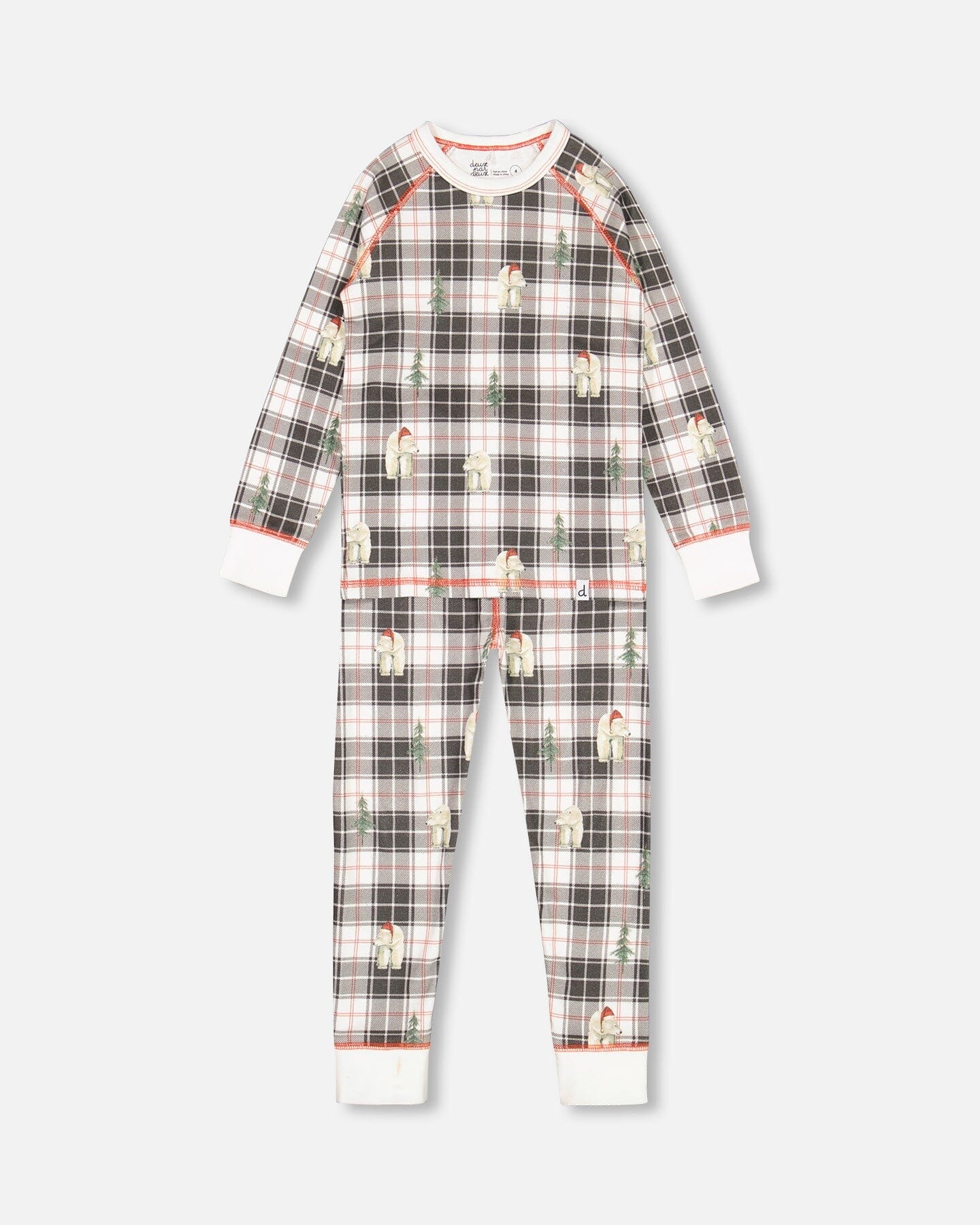 Organic Cotton Kids Christmas Family Two Piece Printed Polar Bear Pajama Set-0
