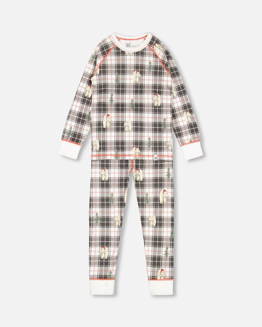 Organic Cotton Kids Christmas Family Two Piece Printed Polar Bear Pajama Set-0