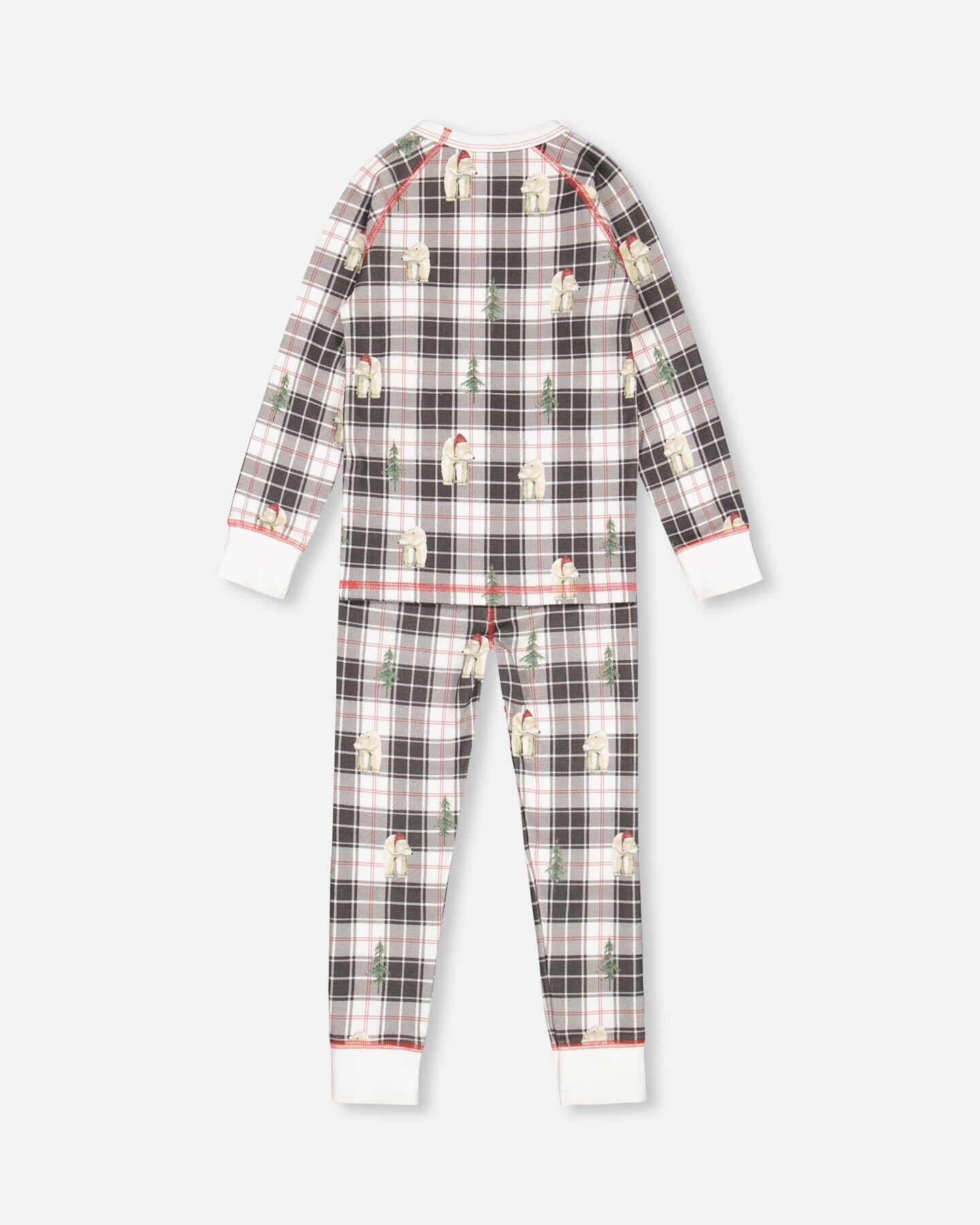 Organic Cotton Kids Christmas Family Two Piece Printed Polar Bear Pajama Set-2