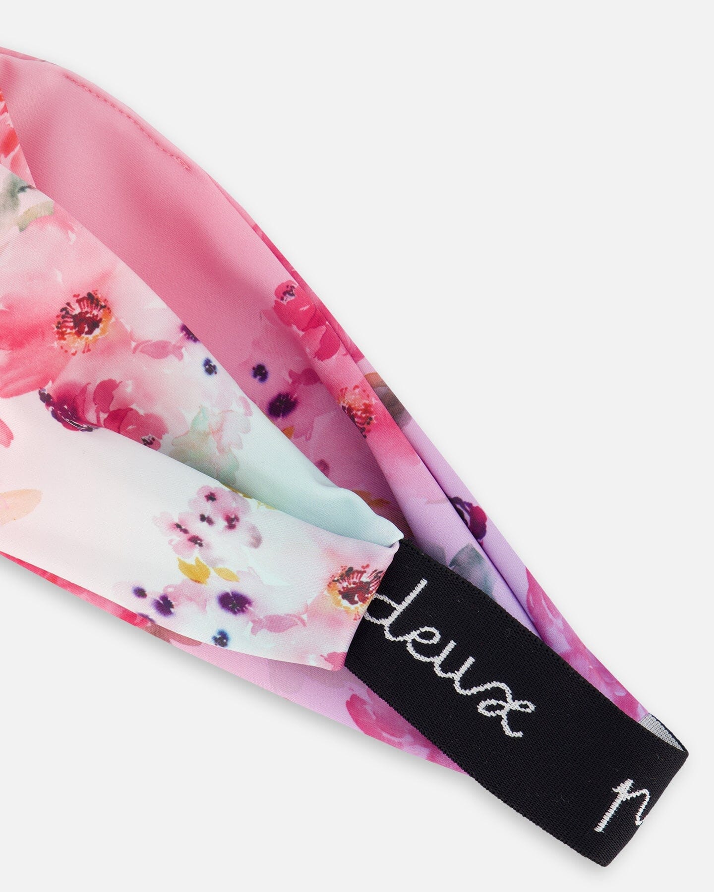 Athletic Headband Gradient Pink Printed Big Flowers-3