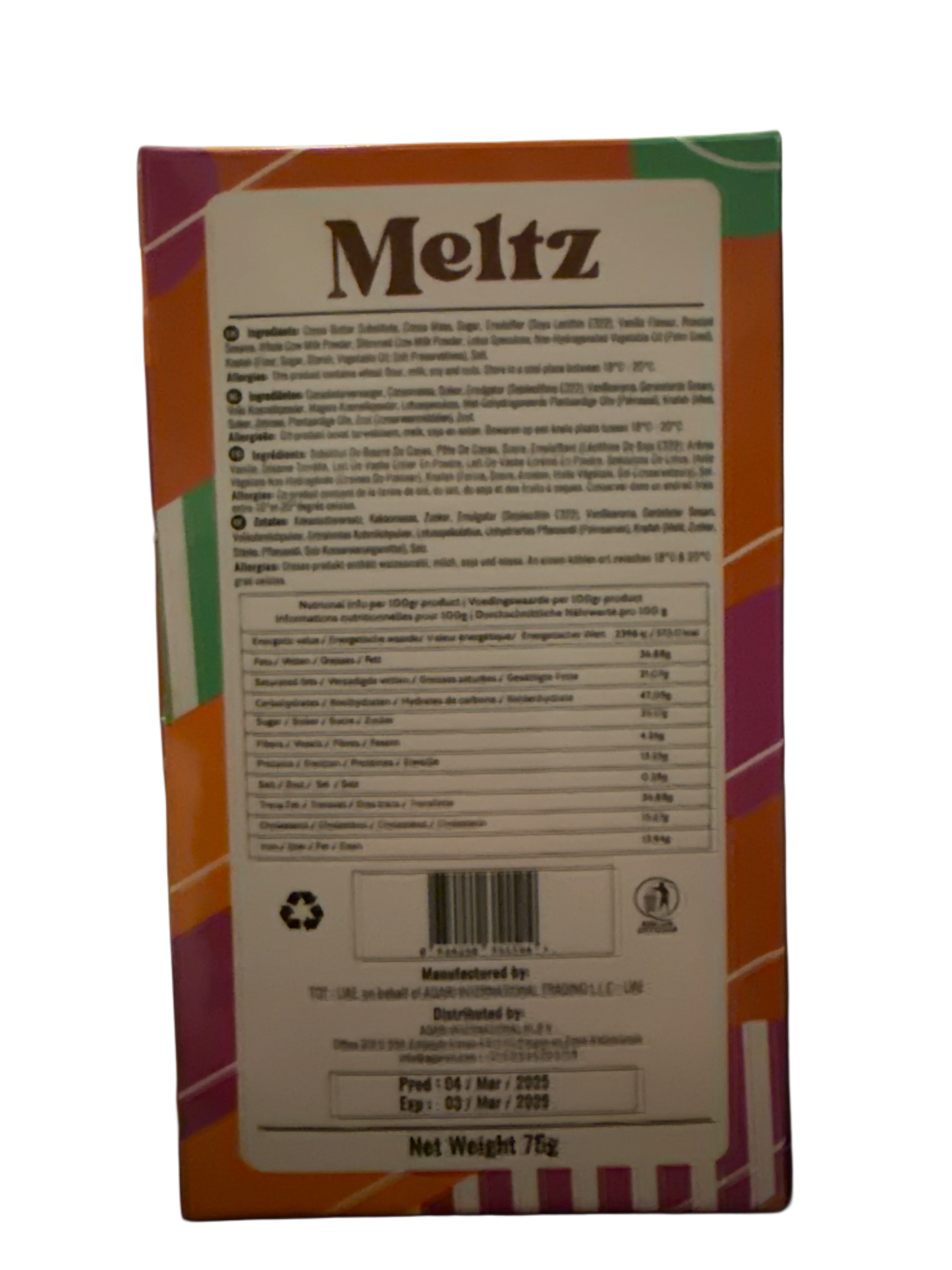 Meltz Dubai Chocolate Lotus Knafeh Flavour 75G - Dubai Edition