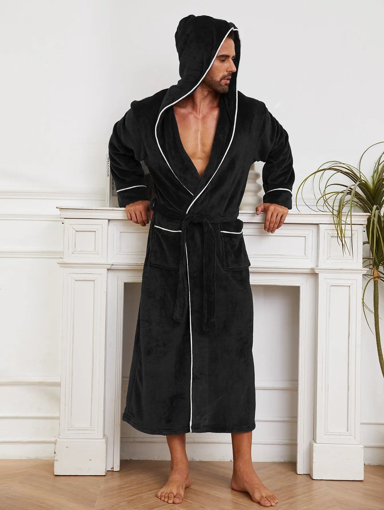 Fashion Men's Flannel Bathrobe Pajamas Women