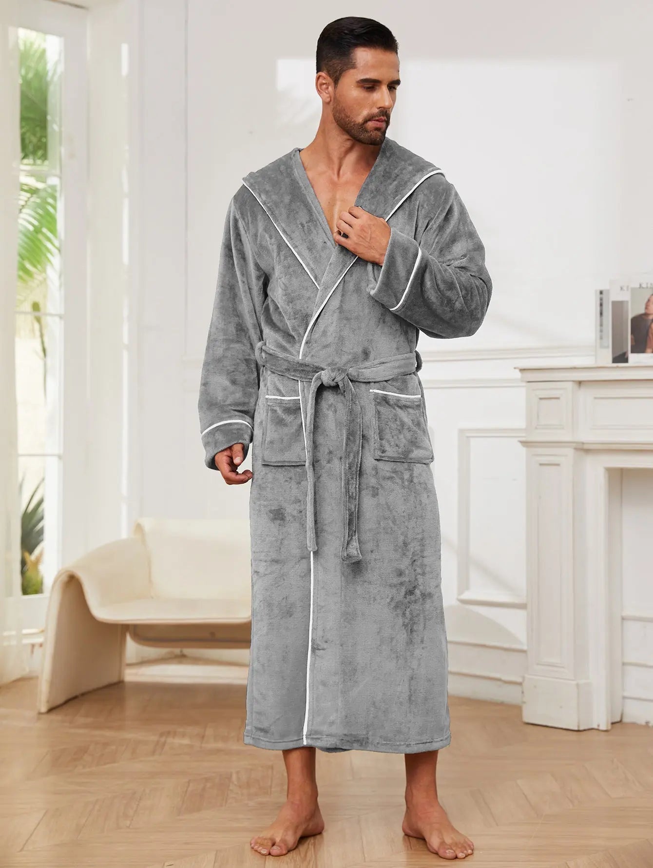 Fashion Men's Flannel Bathrobe Pajamas Women