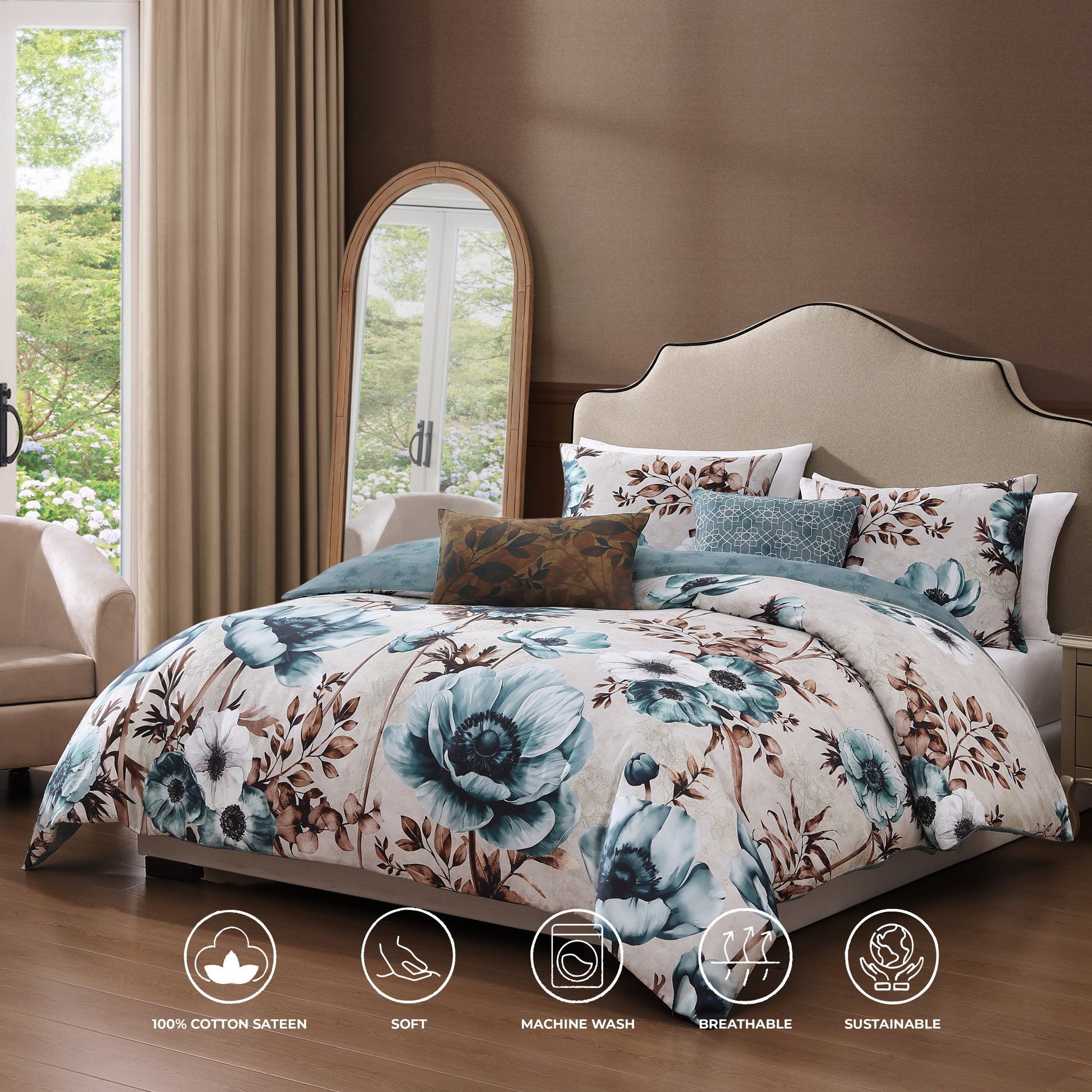 Bebejan Flowers in the Mist 5 Piece Reversible Comforter Set-1