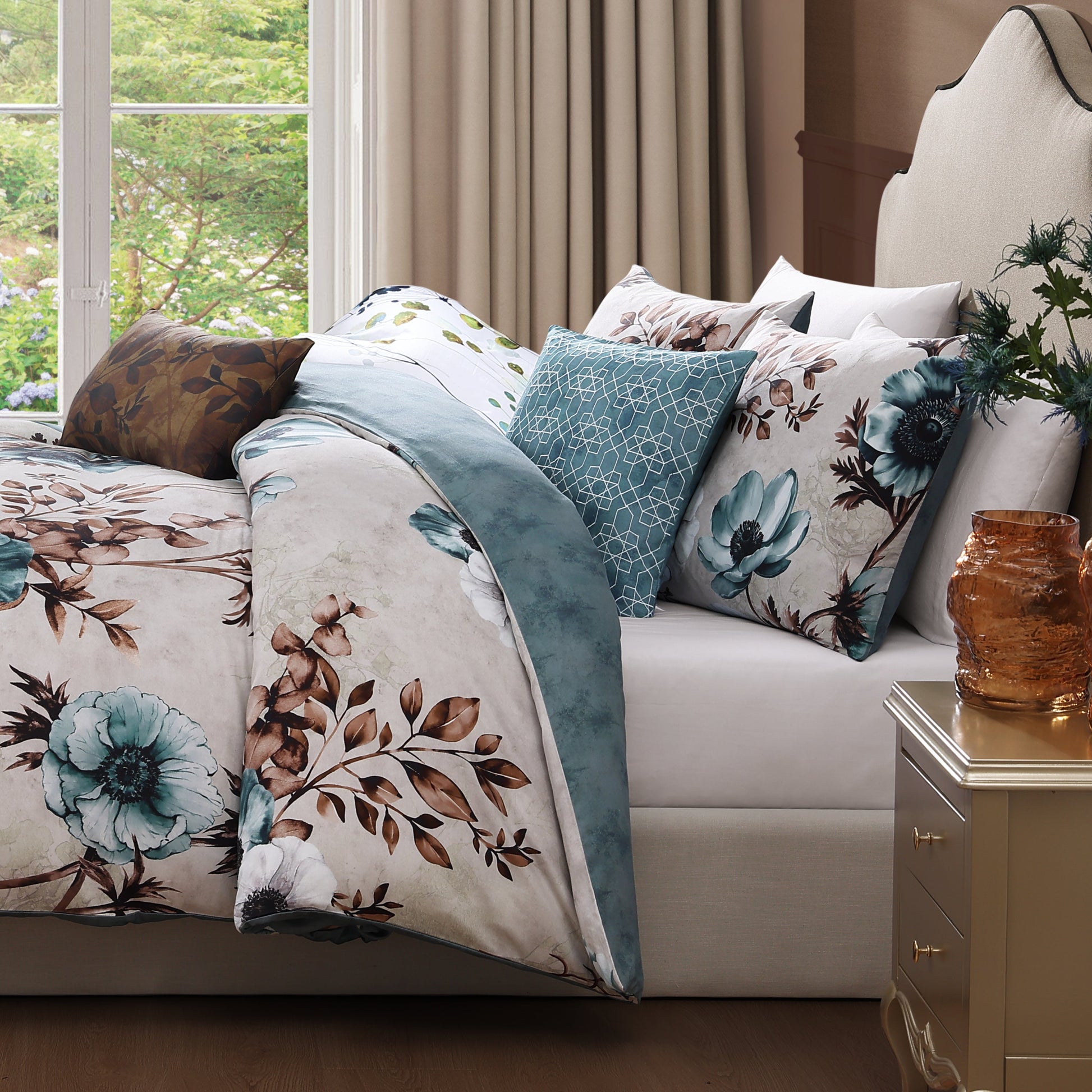 Bebejan Flowers in the Mist 5 Piece Reversible Comforter Set-4