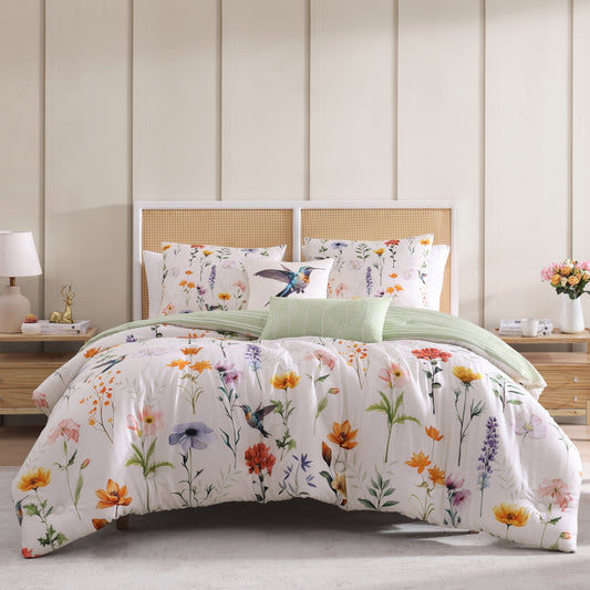 Bebejan Fresh Cut Flowers 5 Piece Reversible Comforter Set-0