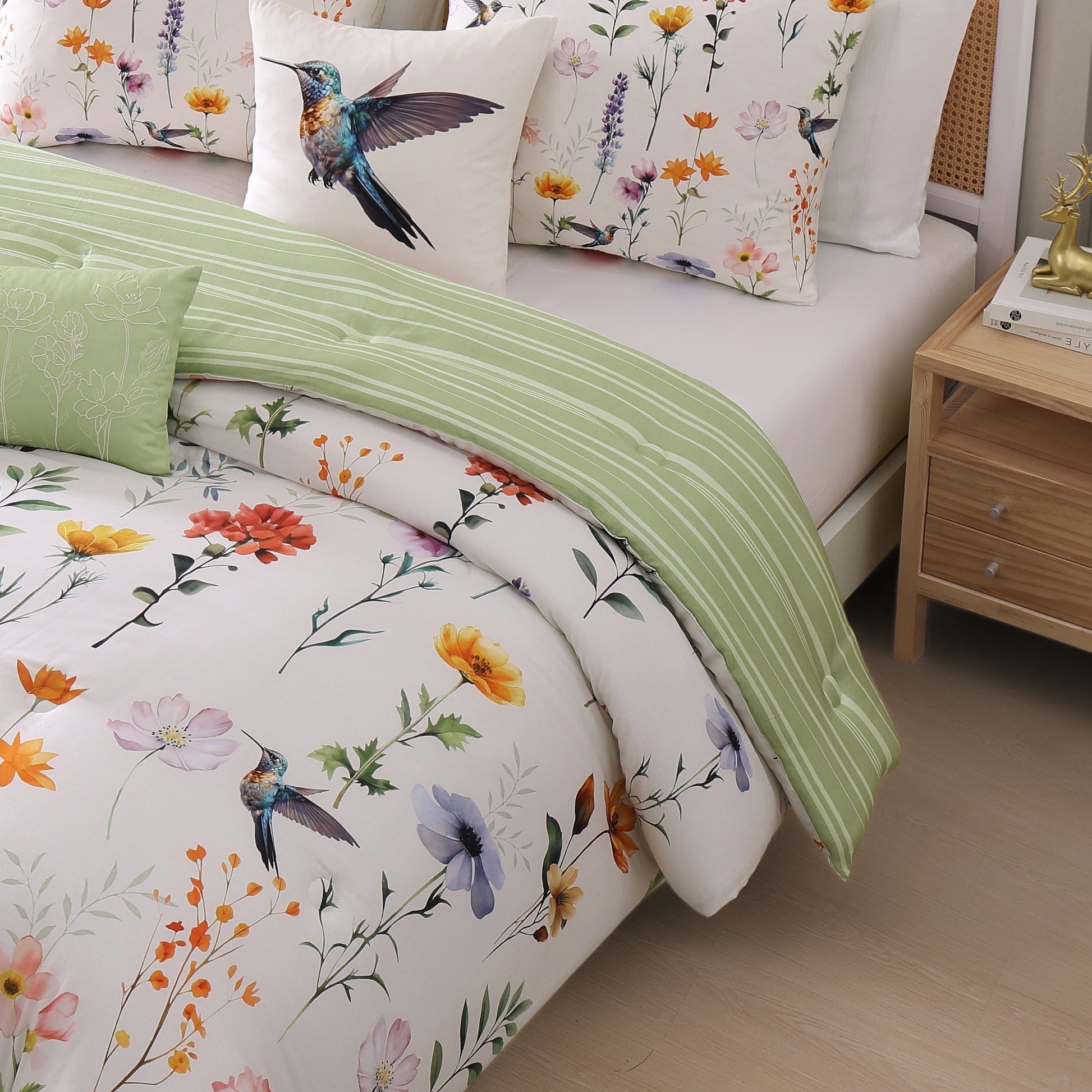 Bebejan Fresh Cut Flowers 5 Piece Reversible Comforter Set-4