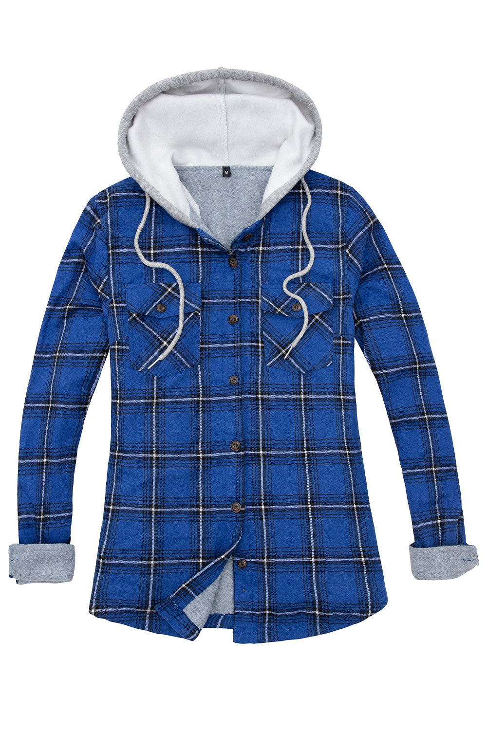 Women's Fleece Lined Flannel Shirt,Button Down Plaid Hooded Jacket-10