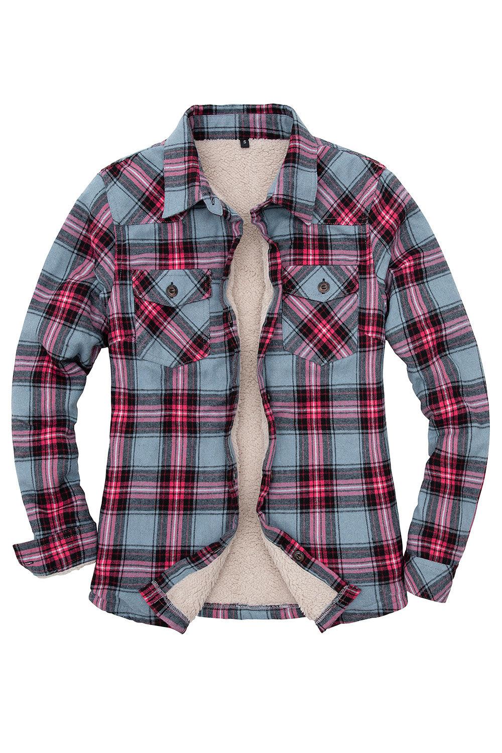 Women's Sherpa Lined Flannel Shirt Jacket, Button Down-19