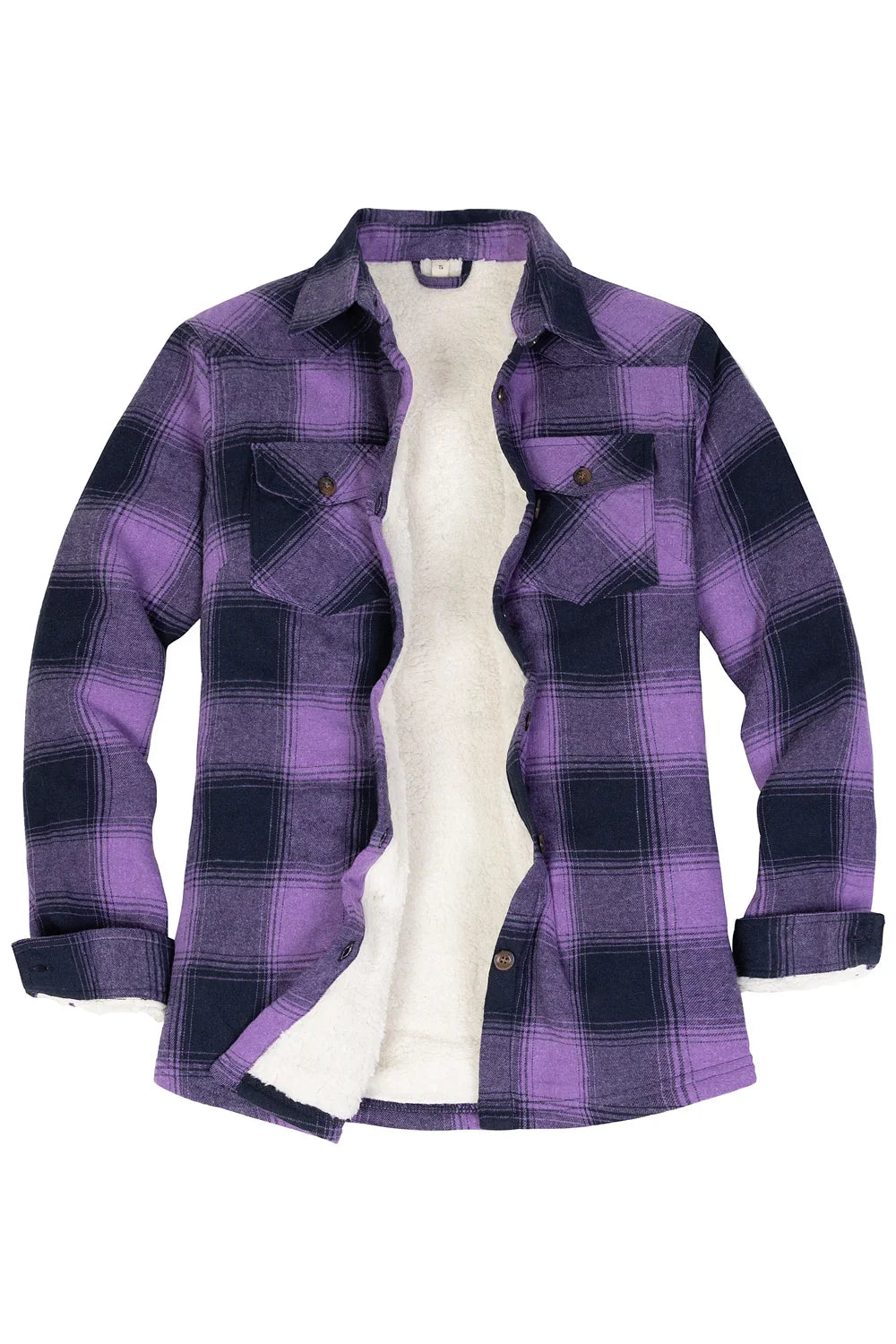 Women's Sherpa Lined Flannel Shirt Jacket, Button Down-1