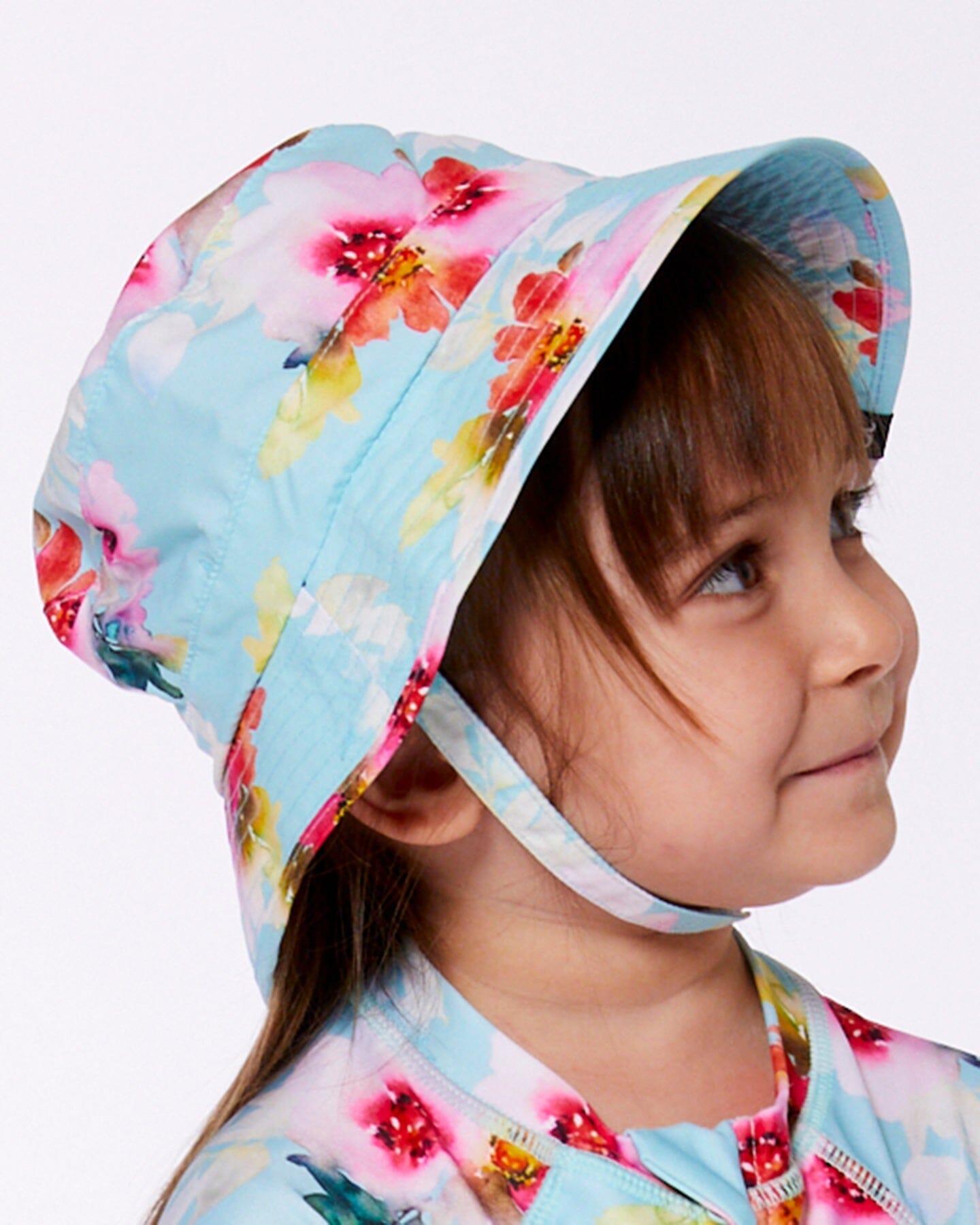 Printed Beach Sun Hat Turquoise And Pink Flowers-2